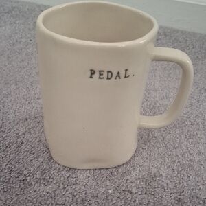 Rae Dunn Cream Mug with 'PEDAL' Text